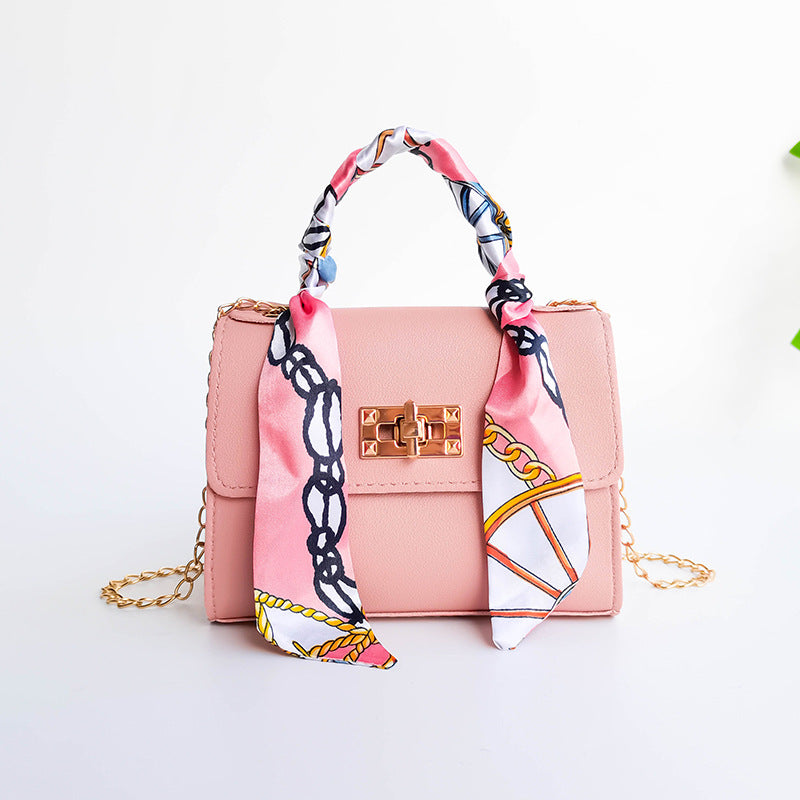 Women's Niche Versatile Candy-colored Handbag With Silk Scarf Crossbody Strap