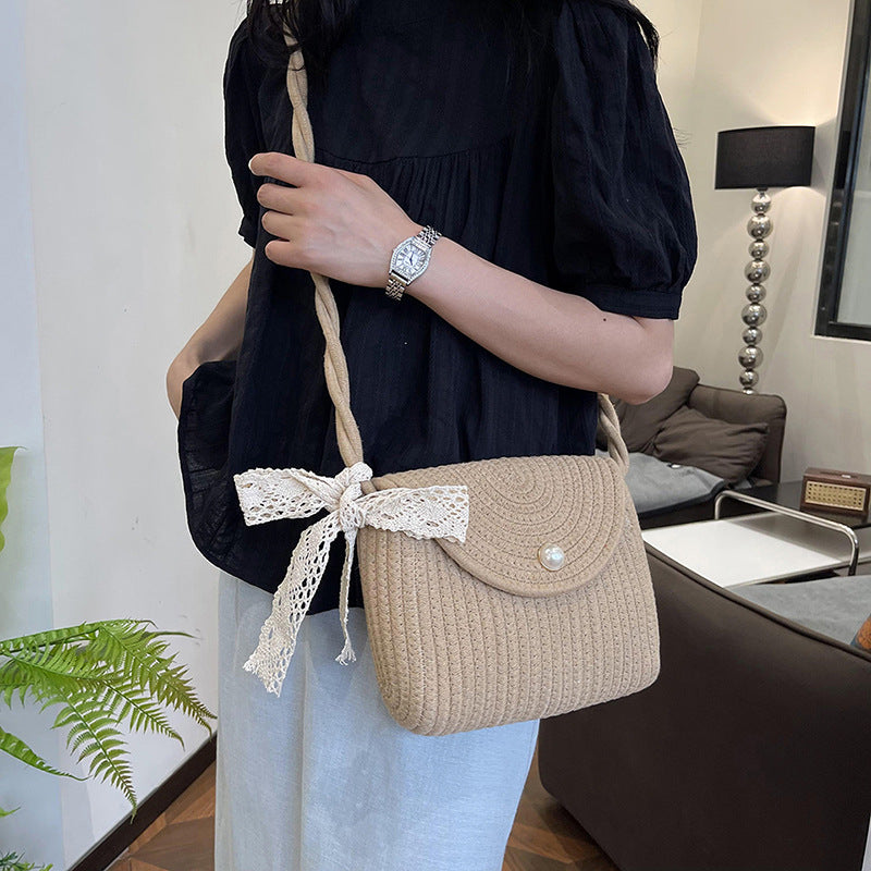 New Summer Casual Handmade Cotton Rope Woven Bag Fashion