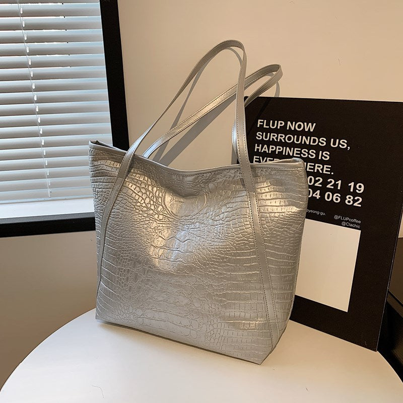 Retro Handheld Underarm Tote Bag Large Capacity Women