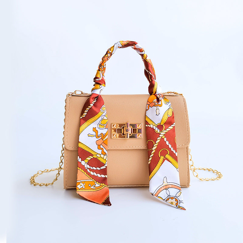 Women's Niche Versatile Candy-colored Handbag With Silk Scarf Crossbody Strap